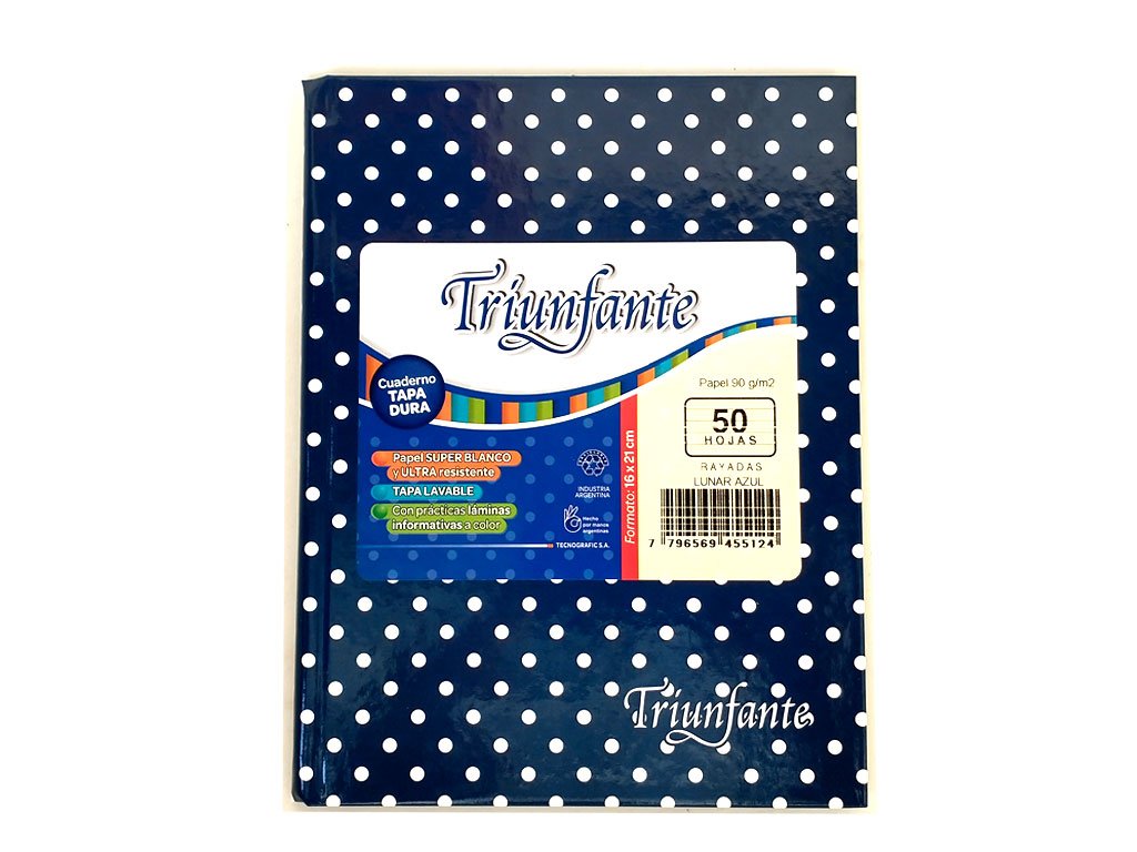 Cuaderno triunfante nro1 azul con lunares 