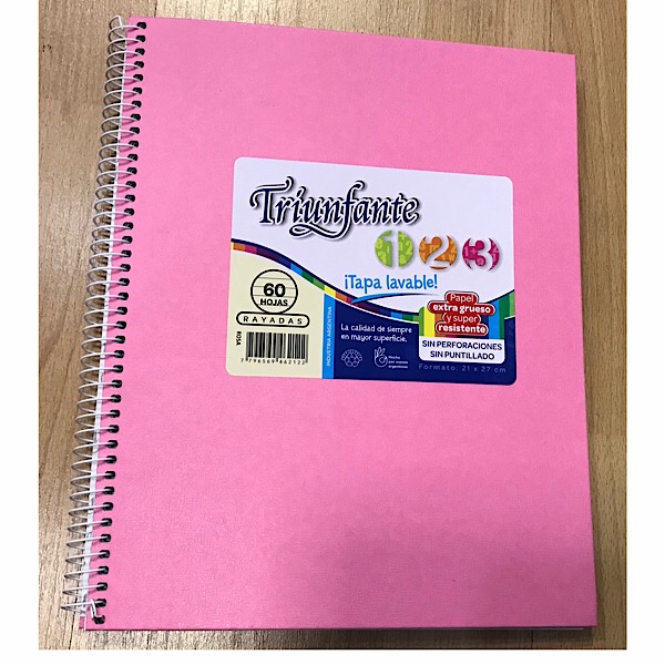 Cuaderno triunfante nro 7 espiralado rayado rosa