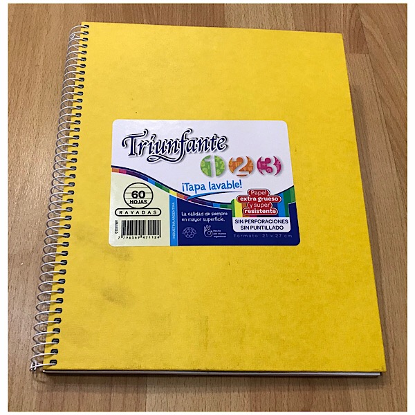 Cuaderno triunfante nro 7 espiralado rayado amarillo