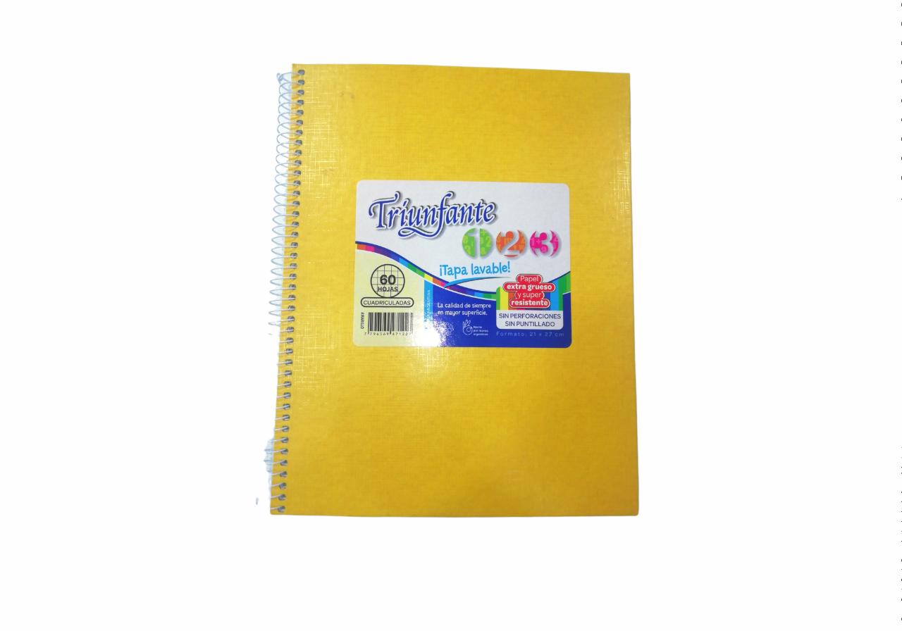 Cuaderno triunfante nro 7 espiralado cuadriculado amarillo