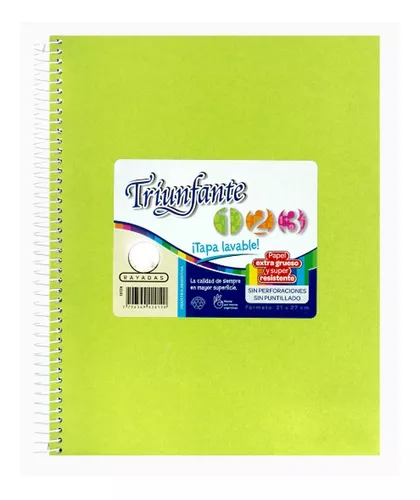 Cuaderno triunfante nro 7 espiralado cuadriculado verde manzana