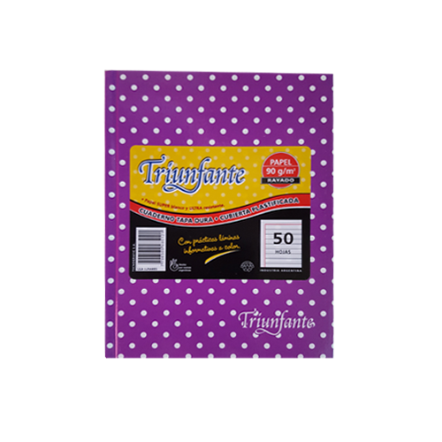 Cuaderno triunfante nro1 lila con lunares 