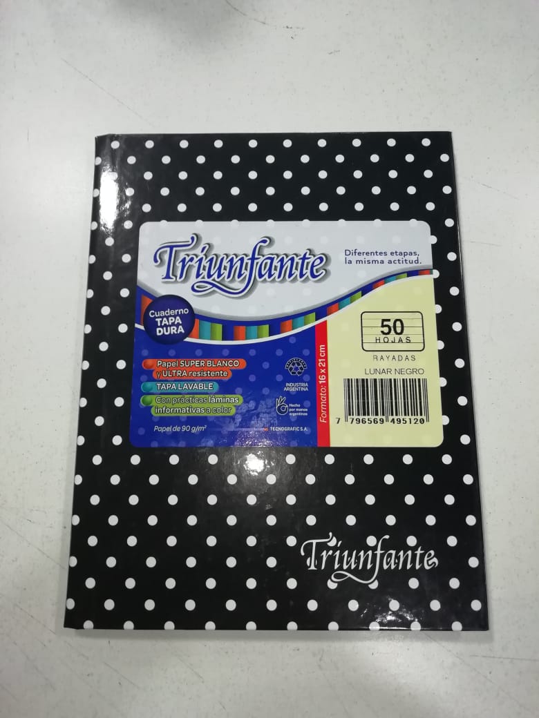 Cuaderno triunfante nro1 negro con lunares