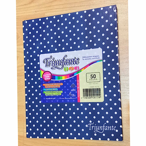 Cuaderno triunfante nro 3 azul lunares blancos 