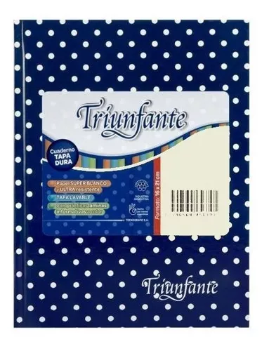 Cuaderno triunfante nro3 azul con lunares cuadriculado