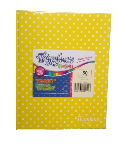Cuaderno triunfante nro3 amarillo lunares blancos