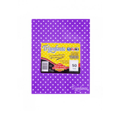 Cuaderno triunfante nro 3 violeta lunares blancos 