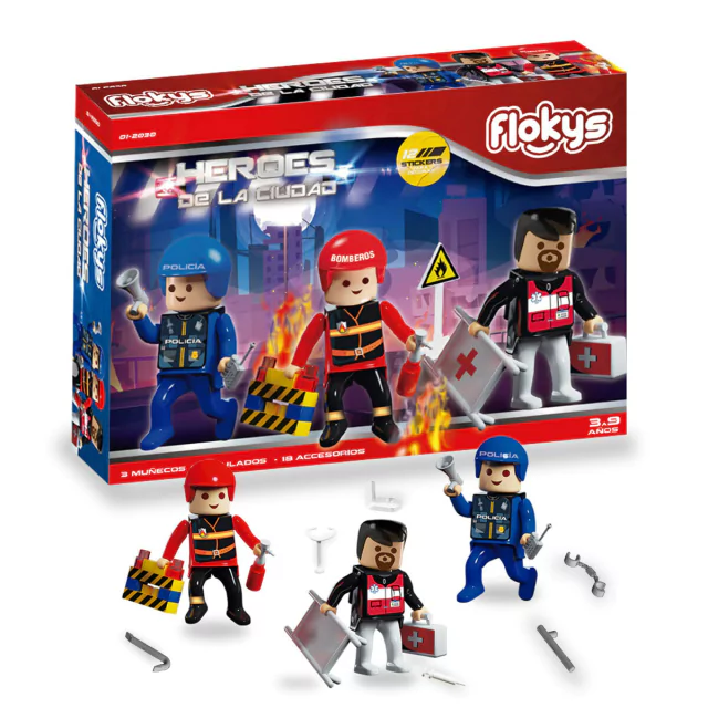 Juego de encastre flokys heroes de la ciudad
