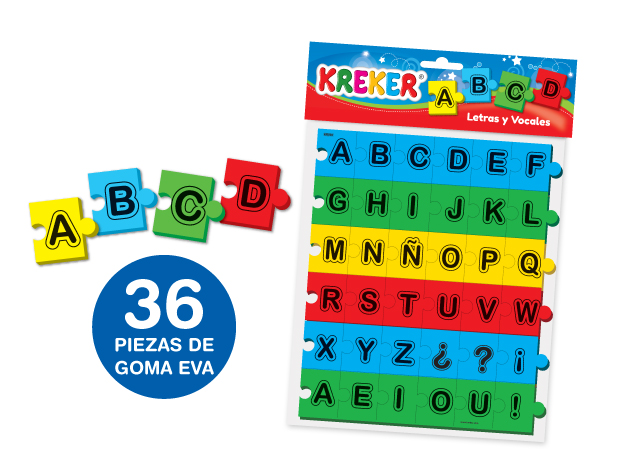 Rompecabezas de letras y vocales en goma eva