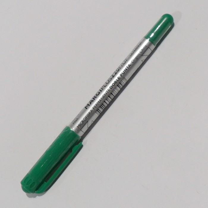 Marcador permanente micro verde doble punta