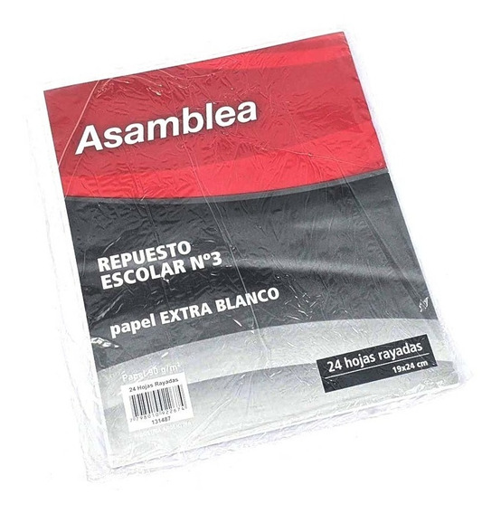 Repuestos asamblea hojas numero 3 x24 rayadas