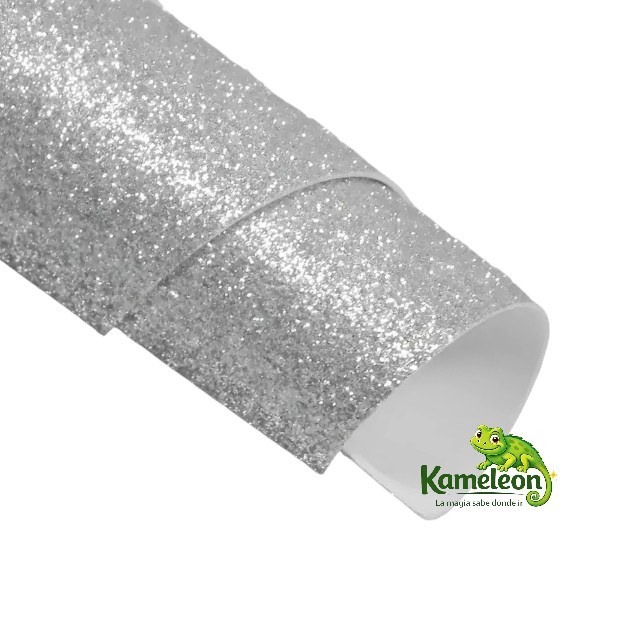 Goma eva arcolor glitter 40 x 60 plateada