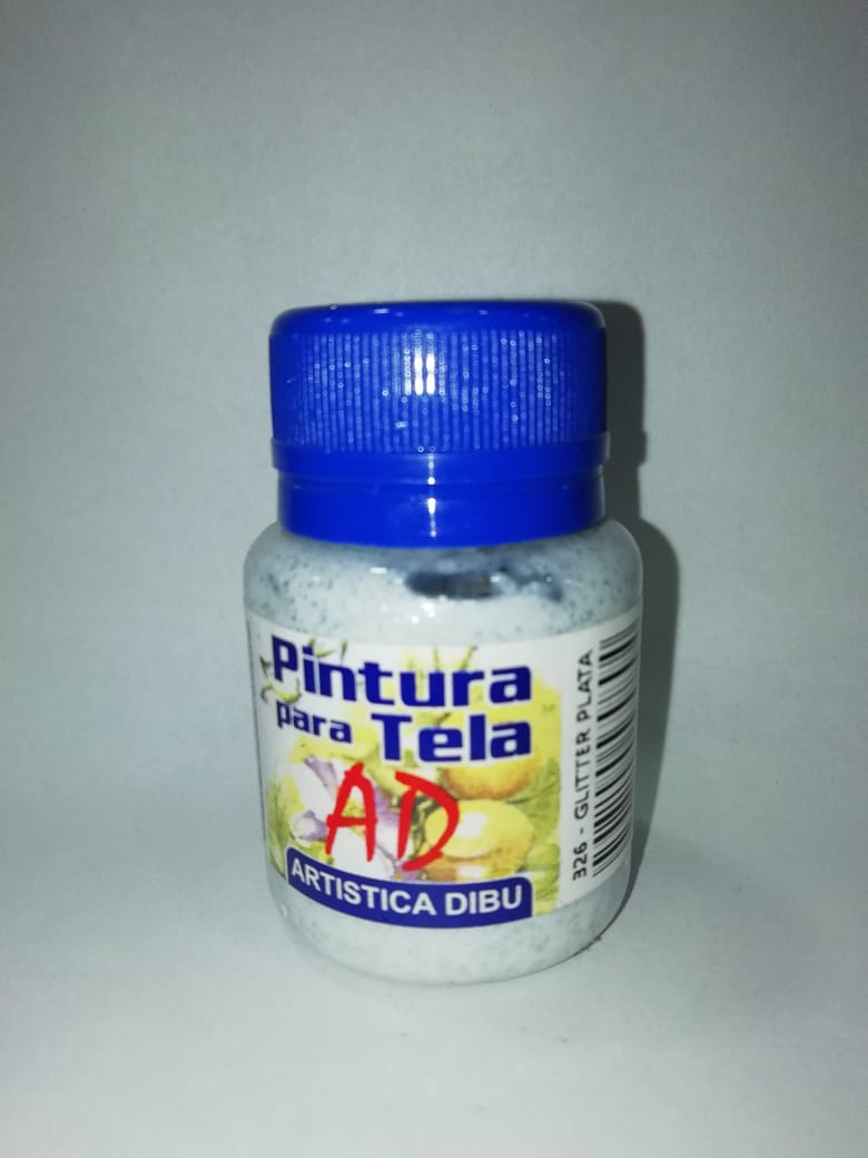 Pintura ad para tela glitter plata