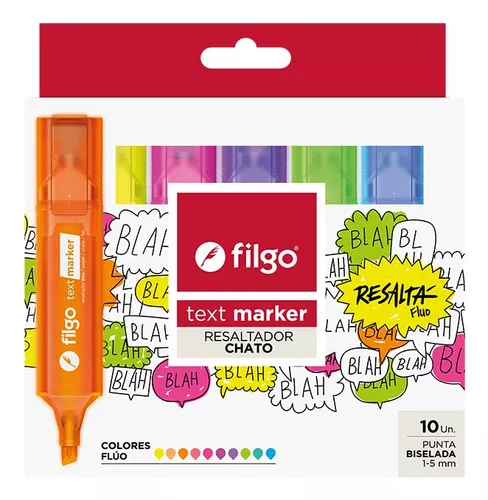 Resaltadores filgo chato fluo x10