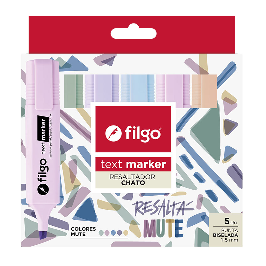 Resaltadores filgo chato pastel mute x5