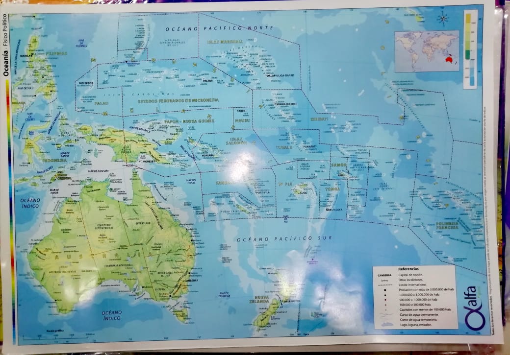 Mapa alfa oceania nro 6 fisico - politico 