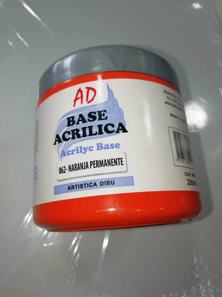 Base acrilica ad 062- naranja permanente x 200 ml.