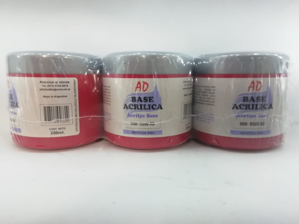 Base acrilica ad 080- rojo ad x 200 ml.