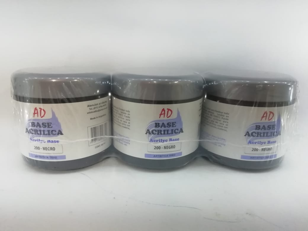 Base acrilica ad 200- negro x 200 ml.