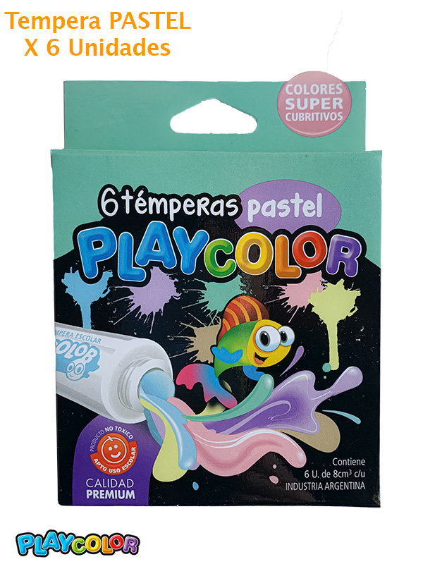 Temperas playcolor x 6 colores pastel