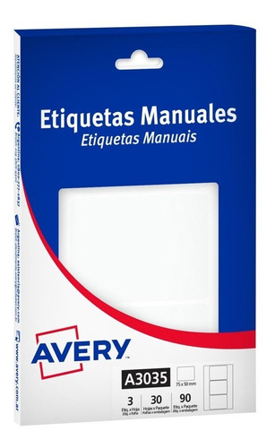 Etiquetas avery a3035 75x50mm por caja