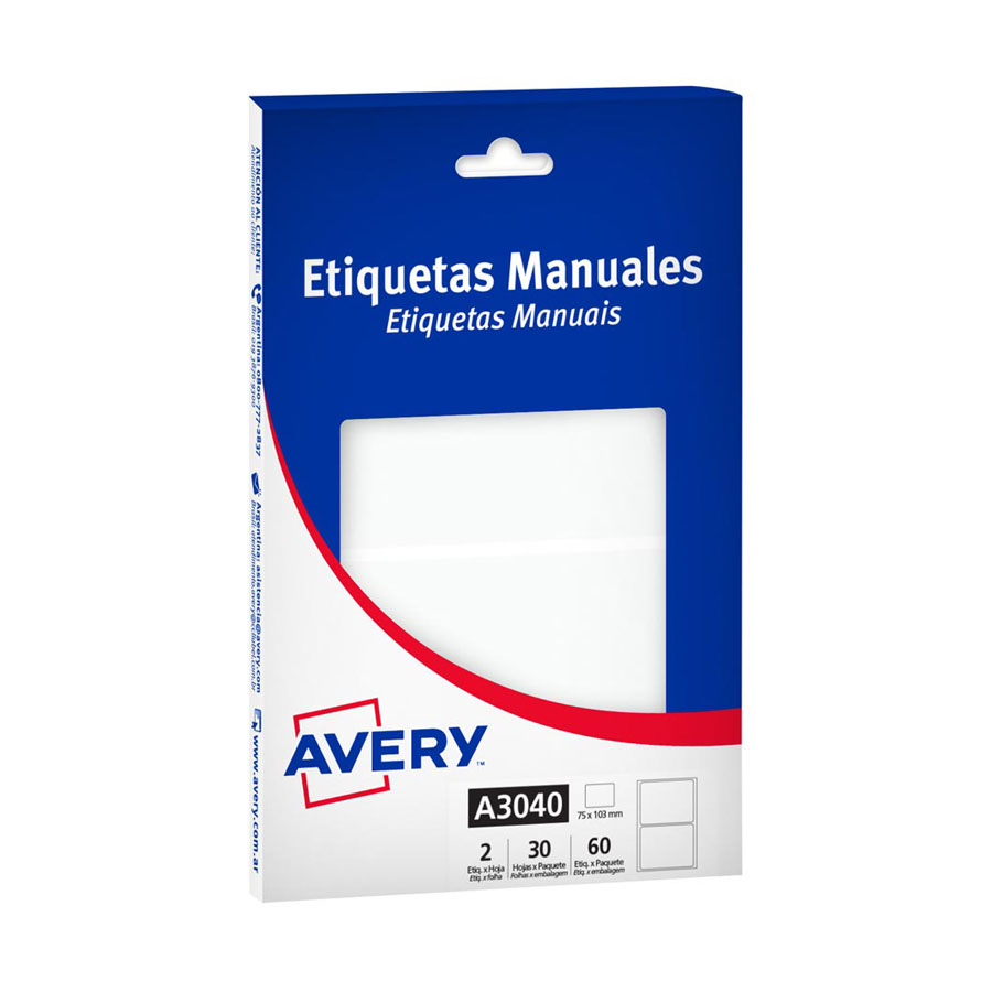 Etiquetas avery a3040 75x103mm  por caja 