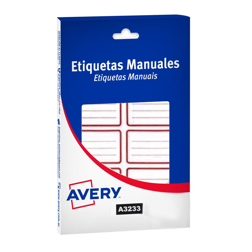 Etiquetas avery a3233 roja por caja
