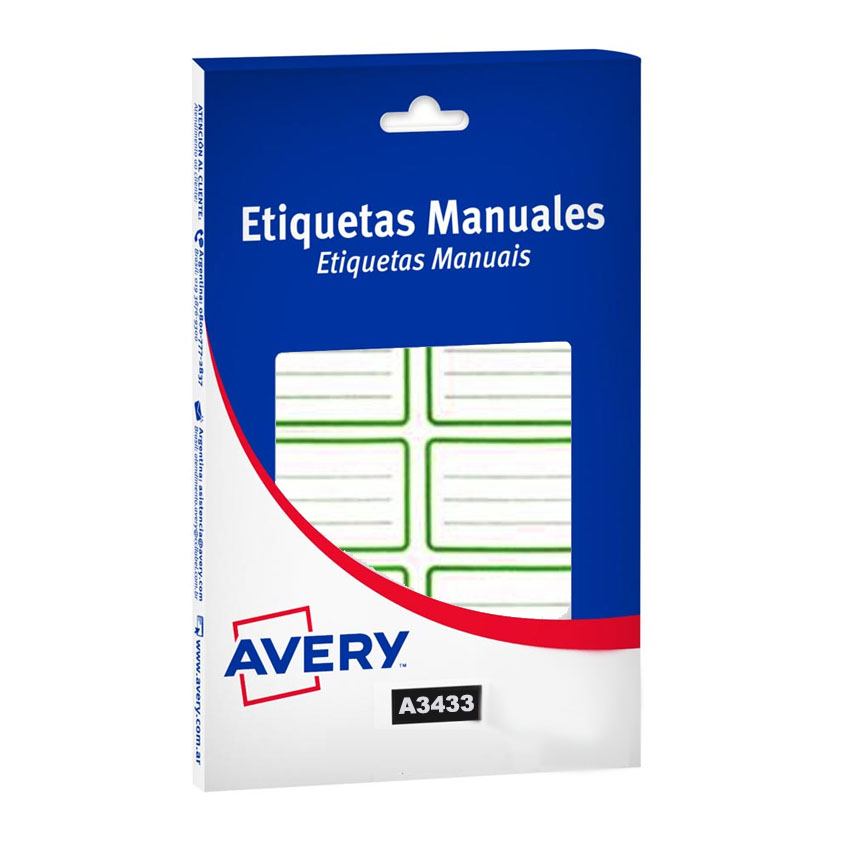 Etiquetas avery a3433 verde por caja