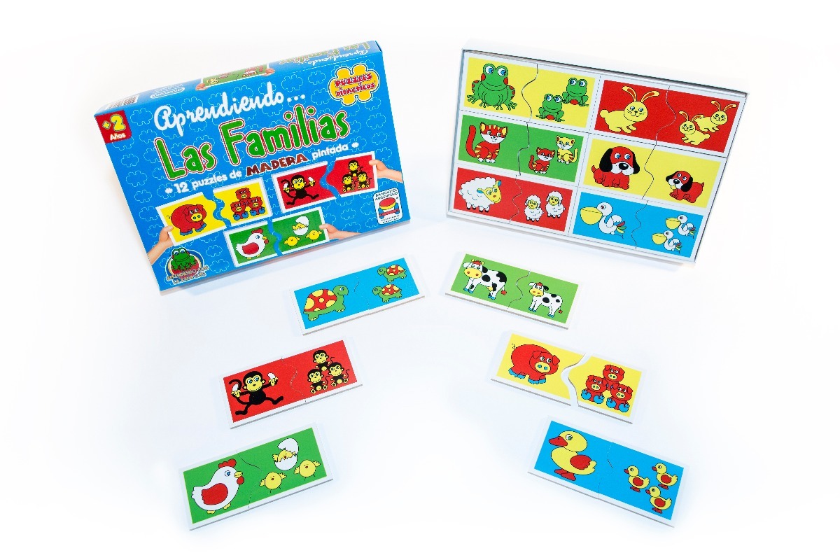 Puzzle las familias en madera pintada