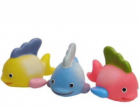 MuÑecos de goma con chifle pez x 3