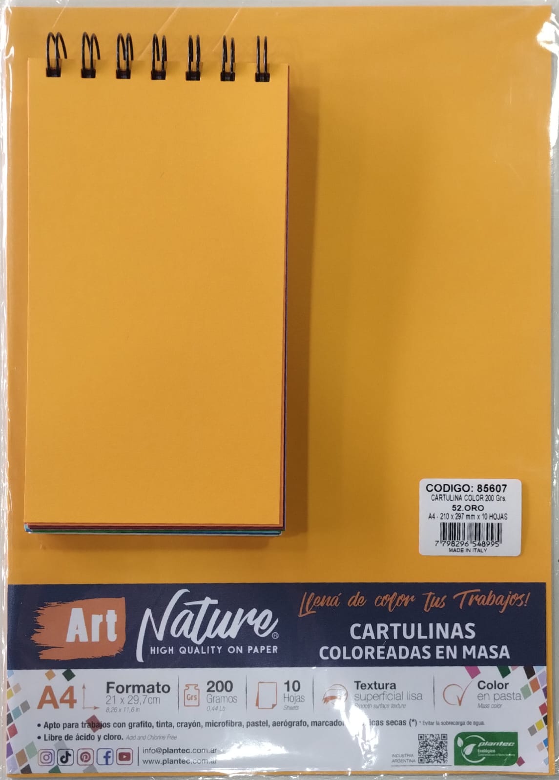 Cartulina hoja a4 "art nature" 210gr oro