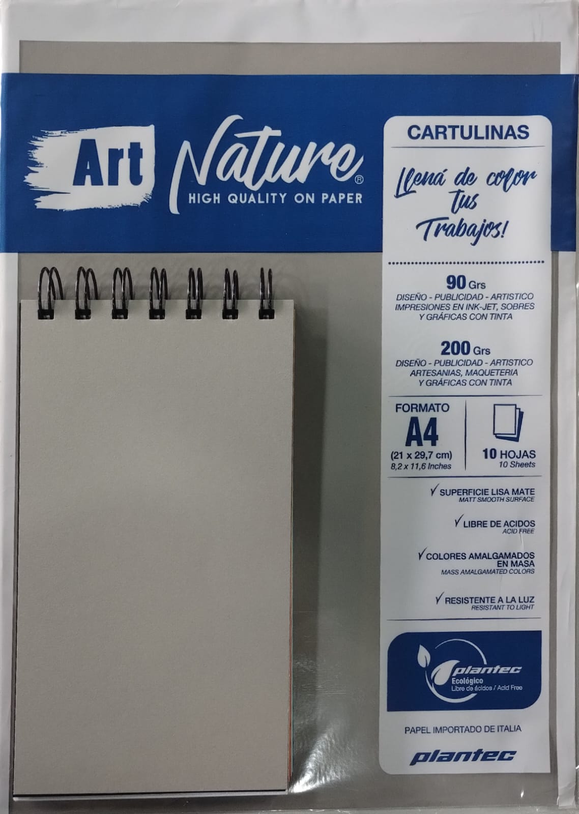Cartulina hoja a4 "art nature" 210gr piedra