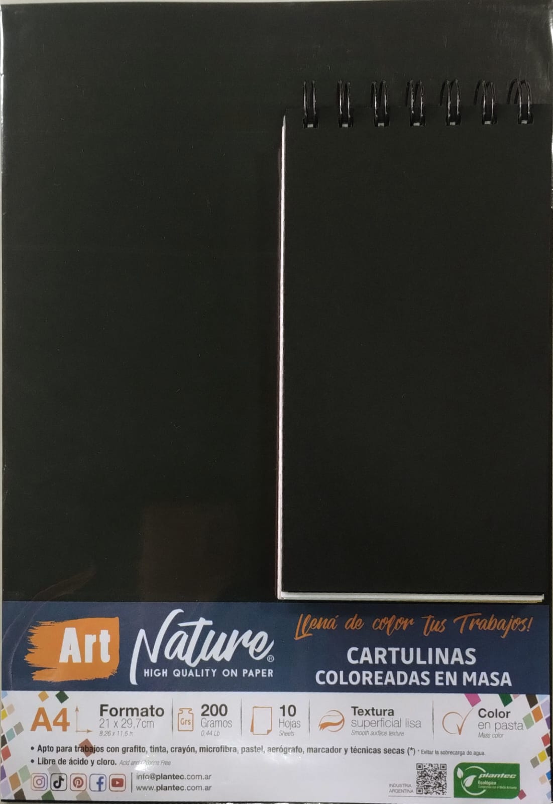 Cartulina hoja a4 "art nature" 210gr negro