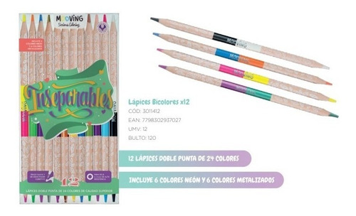 Lapiz mooving color bicolor 12/24