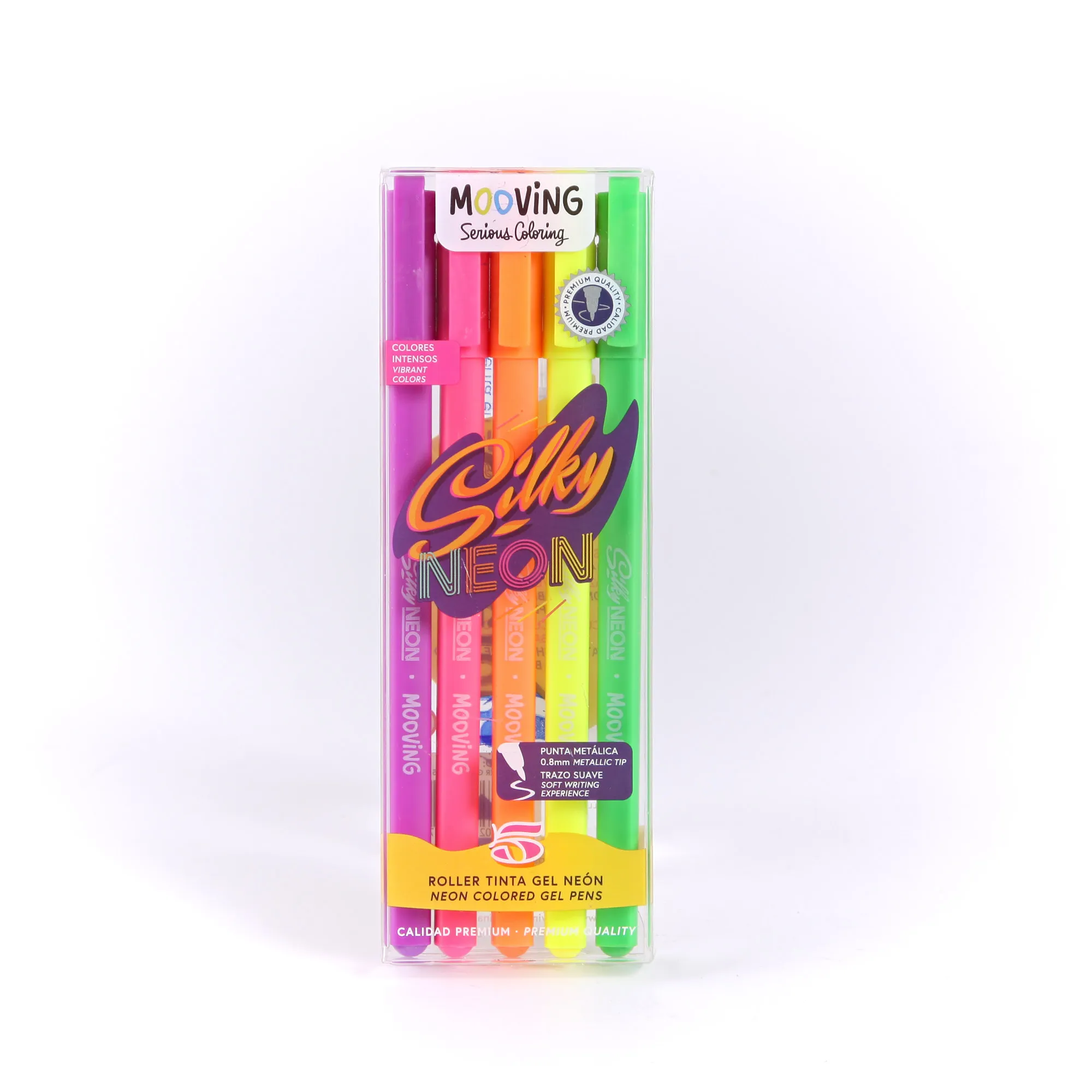 Lapiceras mooving roller silky neon x 5 