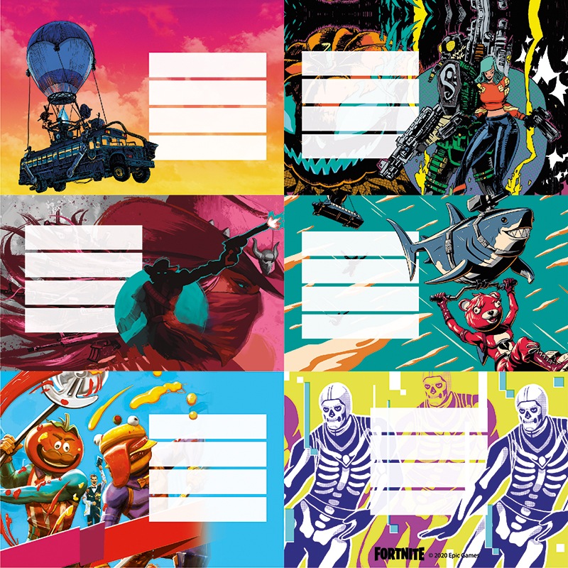 Etiquetas mooving fornite