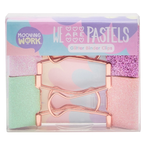Binder clips mooving x 4 gliter pastel 