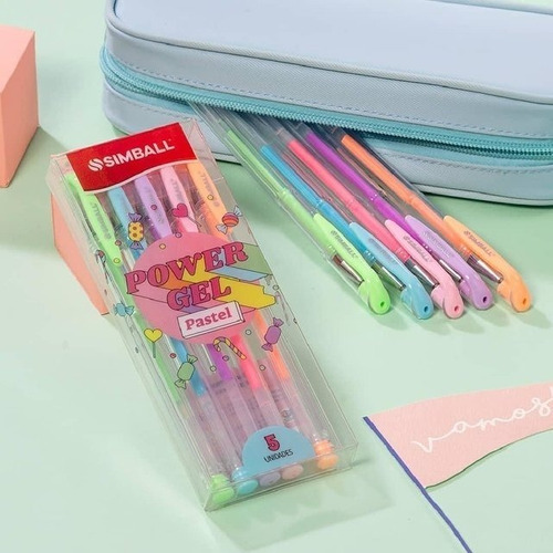 Boligrafo simball power gel pastel x 5 un. surt.
