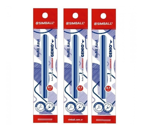 Repuesto simball borrable roller  genio plus azul