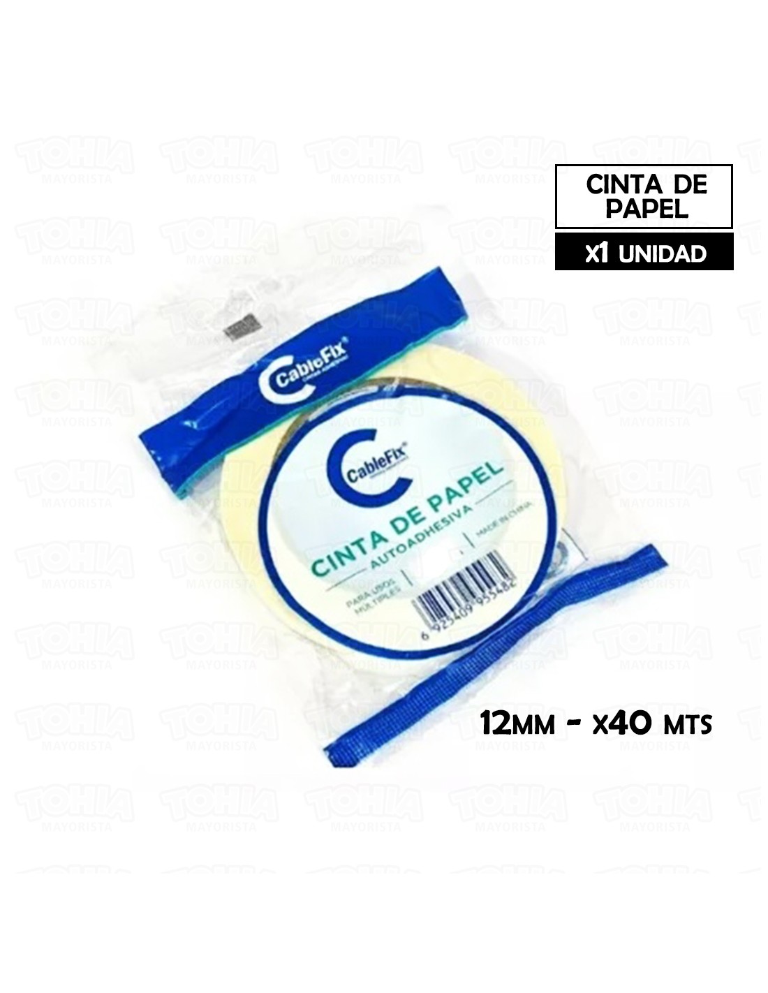 Cinta cable fix de papel 12mm x 40 mts 