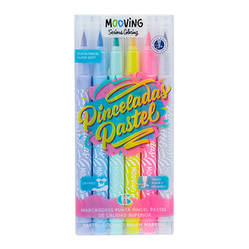 Marcador mooving punta pincel pastel x 6