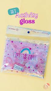 Set activity gloss anotador + alcohol en gel + labial gloss + glitter