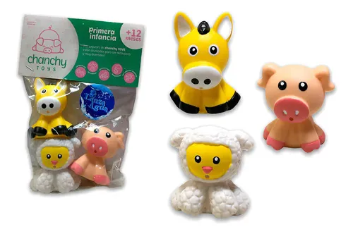 MuÑecos de goma con chifle animales de la granja