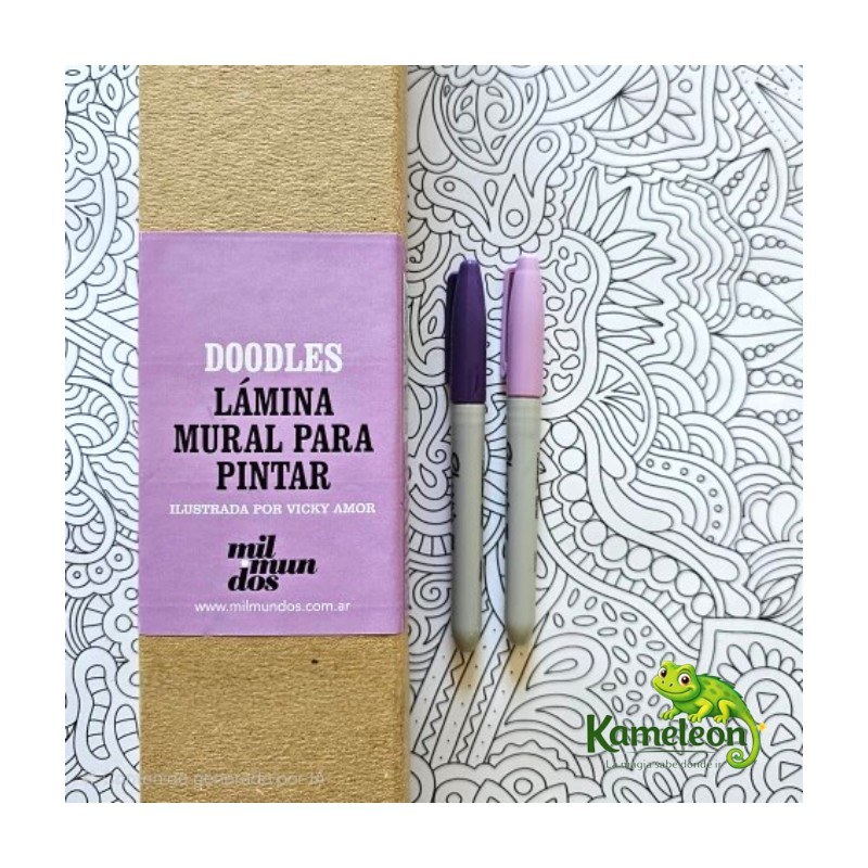 LAMINA MIL MUNDOS DOODLES LAMINA MURAL PARA PINTAR