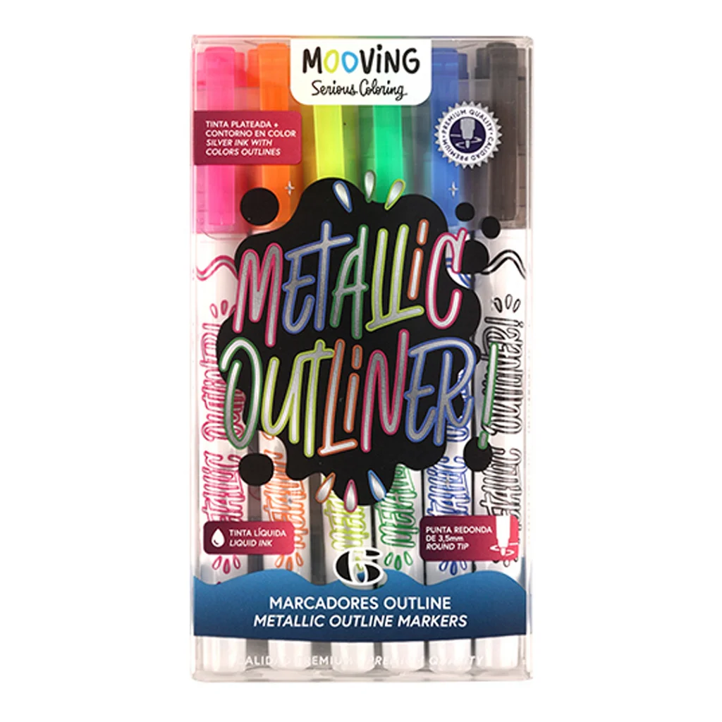 Marcadores mooving metallic outliner x 6