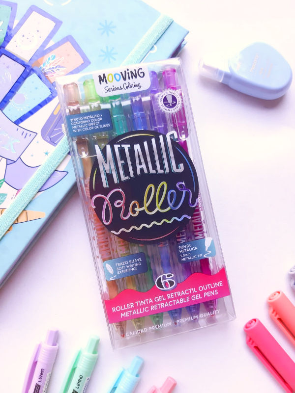 Roller mooving metallic retracti x 6