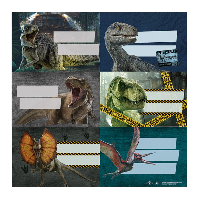Etiquetas mooving jurassic world