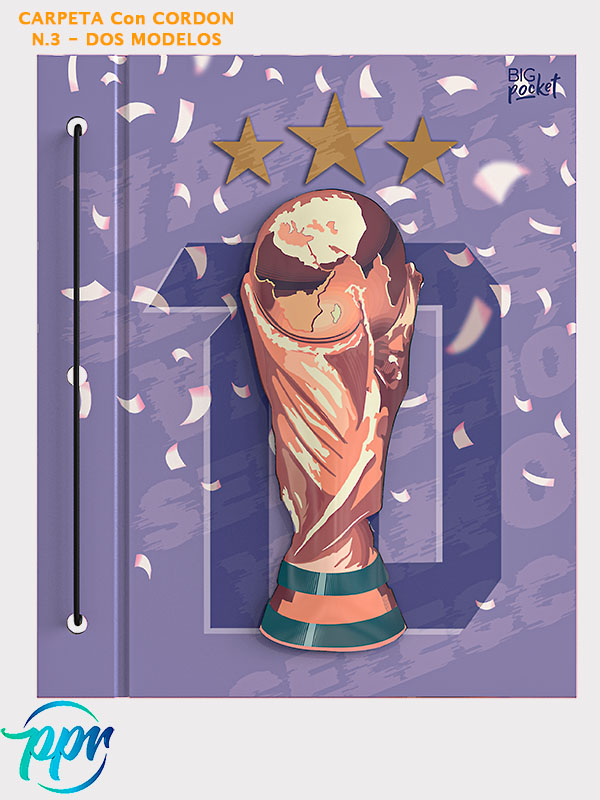 Carpeta big pocket numero 3 dos tapas campeones del mundo