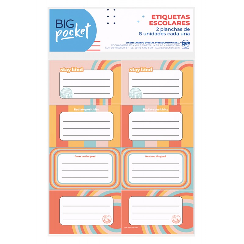 Etiquetas big pocket arco iris 