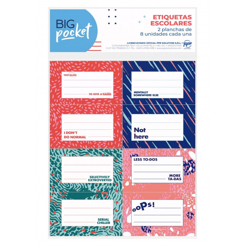 Etiquetas big pocket ironica 